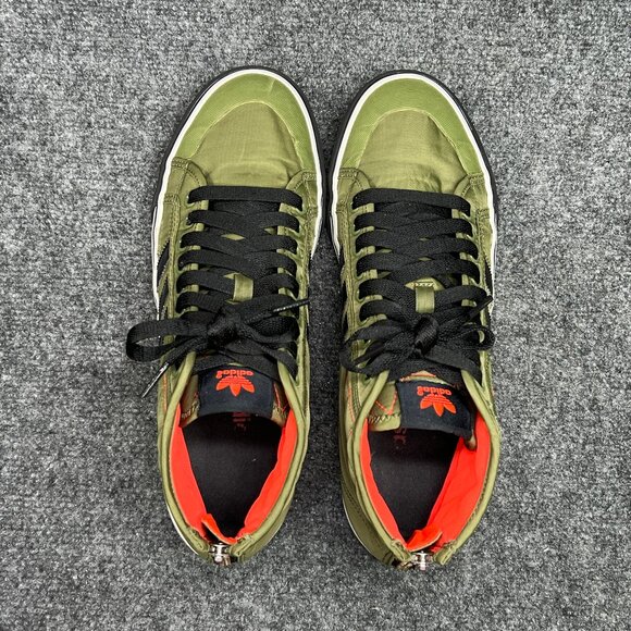 Adidas Nizza Sneakers Men's Size 10.5 Green Mid Lace Up Zip Athletic Retro Shoes - Picture 8 of 11